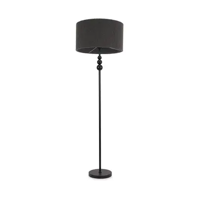 ValueLights Marissa Charcoal Boucle with Black Stacked Ball Floor Lamp