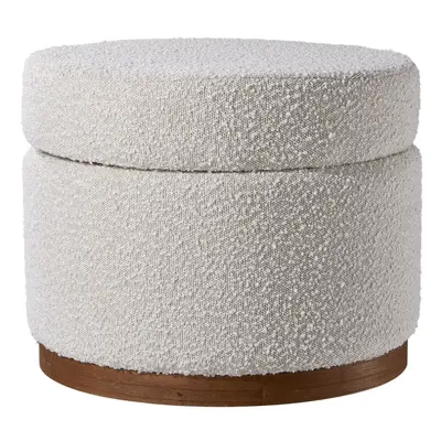 Round Ottoman Storage Stool Seat, Beige