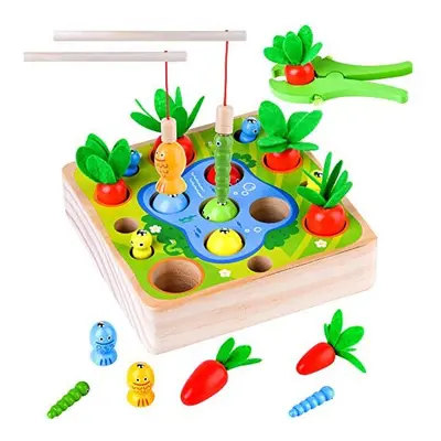 medoga Montessori Toys for Toddlers Carrot Harvest Shaped & Size Matching Game Fine Motor Skill 