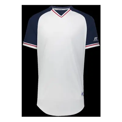 Russell R01X3M.10R.S Adult Classic V-Neck Jersey - White, Navy & True Red - Small