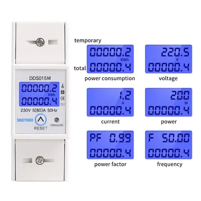 Reset and Reset Backlight Display Single-phase Household Rail Multi-function Energy 230V Meter