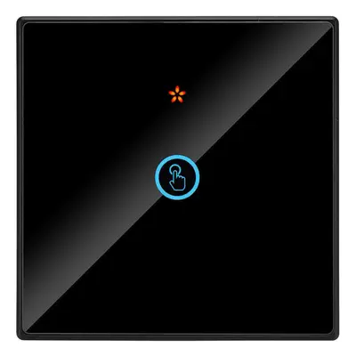 (Black, 1Gang) Smart WIFI Crystal Glass Panel Switch Light Touch Screen Wall Decoration 1/2 Gang