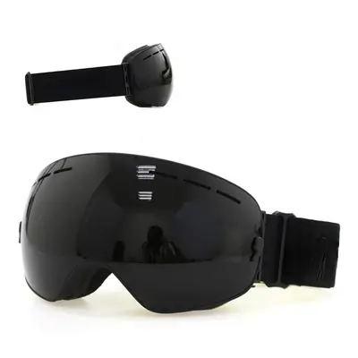 (All Black) Ski Goggles Double Layers UV400 Anti-Fog Big Mask Glasses for Skiing Snowboard