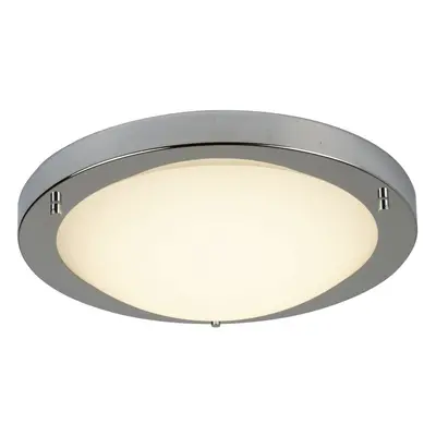 Satin Silver LED Flush Fitting Opal Glass 12W