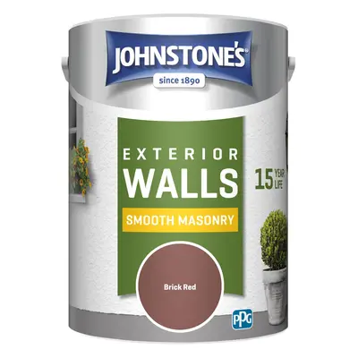 Johnstone's, Exterior Smooth Masonry Paint, Brick Red, Up to Years Protection, Weather & Dirt Re