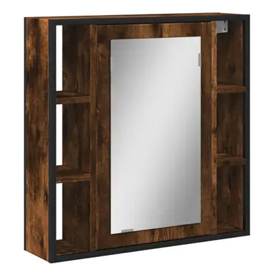 vidaXL Bathroom Mirror Cabinet Wall Mounted Cabinet Smoked Oak Engineered Wood