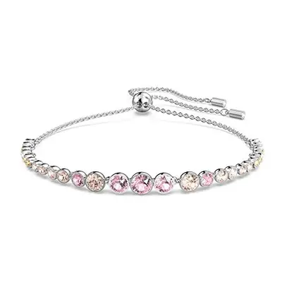 Swarovski Emily Bracelet, Pink Round Cut Crystals in a Rhodium Plated Setting, from the Emily Co