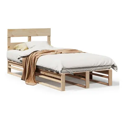 (natural, x cm) vidaXL Bed Frame with Headboard Mattress Foundation Bed Base Solid Wood Pine