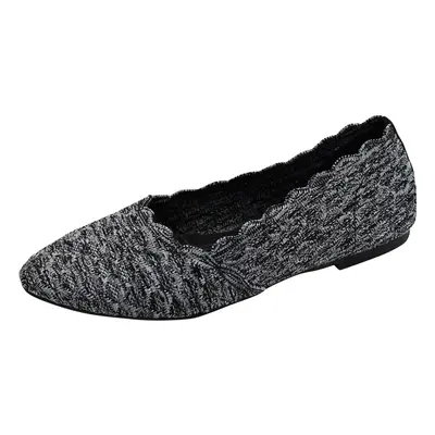 Skechers Women's Cleo-Honeycomb Ballet Flat Black/Charcoal 6.5 US