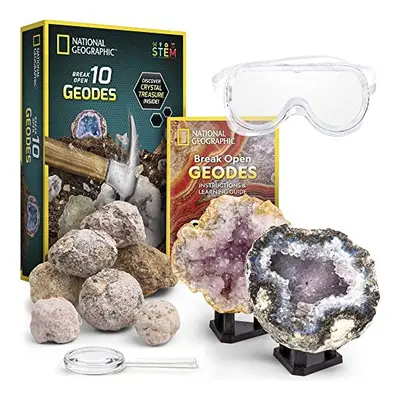 Break Open Premium Geodes â Includes Goggles and Display Stands - Great STEM Science Kit, Geol