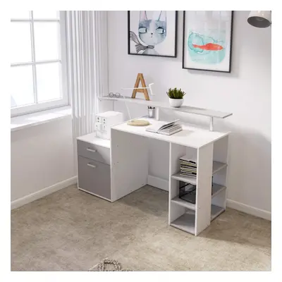 (Grey) Computer Desk for Home,Wood Office Desk with Drawers/Shelves Storage,Home Office Study Ta