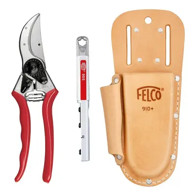 Genuine Felco No secateurs bundle - F905 sharpener tool - Leather plus holster