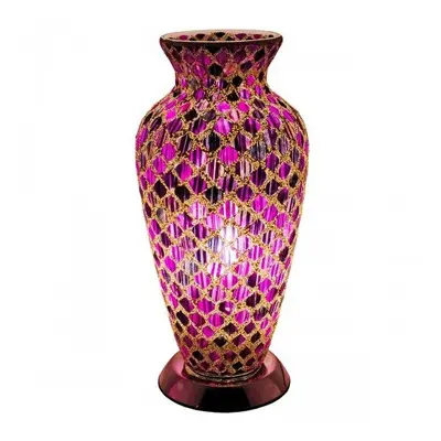 Mosaic Glass Vase Lamp - Purple Tile