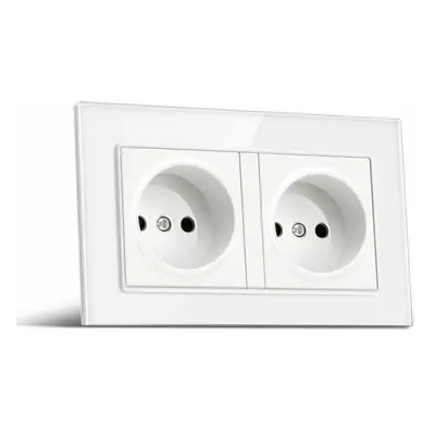 (White, EU Plug) Socket Switch 86*86 PC Glass Panel Eu German France Plug Wall Socket Smart Home