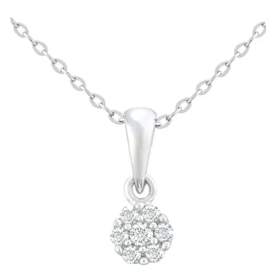 Jewelco London 9ct White Gold Round 5pts Diamond Cluster Pendant Necklace inch 46cm - PP0AXL3447