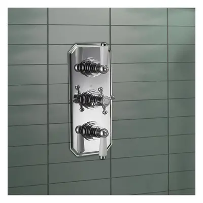 Traditional Dial Way Concealed Thermostatic Shower Valve Brass Chrome