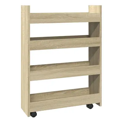 (sonoma oak) vidaXL Narrow Storage Trolley Tier Rolling Cart Bookcase Engineered Wood