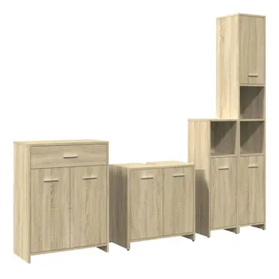 vidaXL Bathroom Furniture Set Piece Sink Cabinet Sonoma Oak Engineered Wood