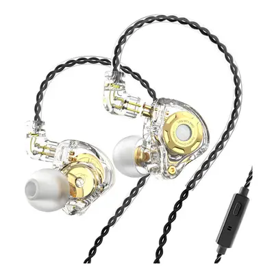 (Transparent White, With Mic) Pro Dynamic In-Ear Earphones Monitor Hi-Fi Bass Metal 3.5mm Wired 