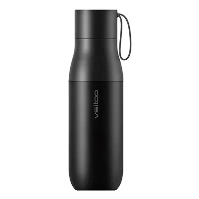 (Black) 450ml Water Bottle Vacuum Thermos LCD Temperature Display Test Water Quality Bluetooth A