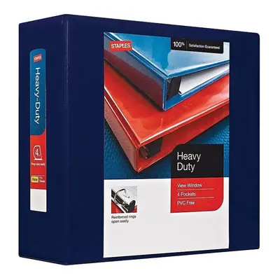 Staples Heavy-Duty 4-Inch D 3-Ring View Binder Navy Blue (26372