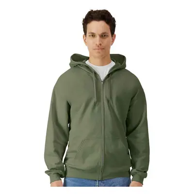 (4XL, Military Green) Gildan Mens Midweight Soft Touch Full Zip Hoodie