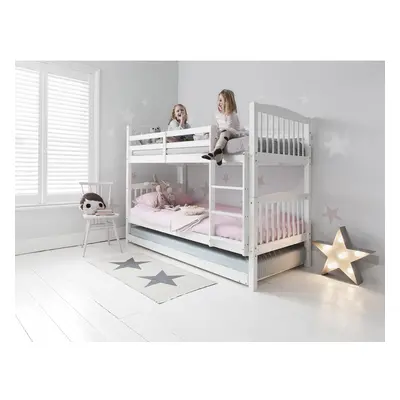 (Matheus Pull out Trundle ) Brighton Bunk Bed with Choice of Trundles in Classic White