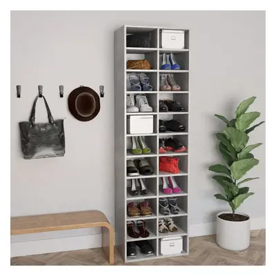 vidaXL Shoe Cabinet Concrete Chipboard Grey 54x34x183cm Shoe Shelf Organiser