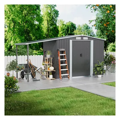 (8FT x 6FT) Metal Garden Shed Storage Shed House with Extended Roof