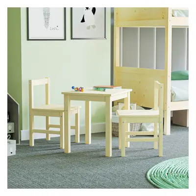 (Pine) Pisces Table and Chairs Set Kids Desk Playroom Pine