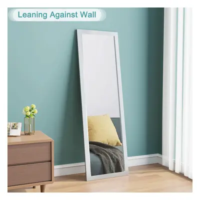 (Silver) Over Door Mirror Full Length 110x33cm Wall Mounted