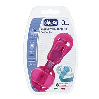 Chicco Dummy Chain with Dummy Protection, Clip, Velcro Band, Pink