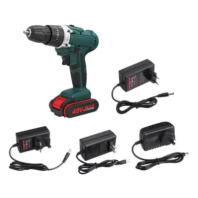 (UK Plug) 48V Speed Power Drills Cordless Electric Drill 6500mAh 25+3 Torque Drilling Tool