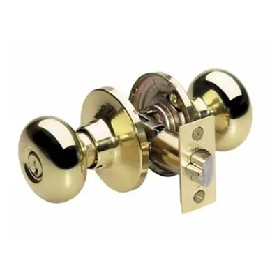 Master Lock BCO0103 Biscuit Door Knob with Lock Polished Brass