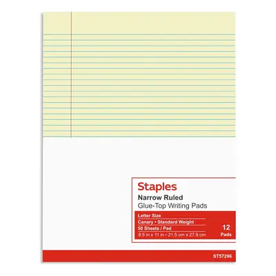 Staples Notepads 8.5-Inch X 11-Inch Narrow Canary Sh./Pad