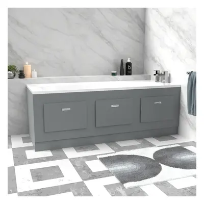 Nes Home Matt Grey 1700mm Magnetic Door Durable PVC Front Bath Panel