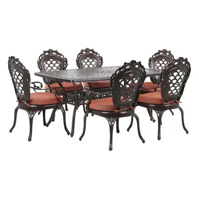 Garden Dining Set LIZZANO Metal 165x72x102 cm Dark Brown