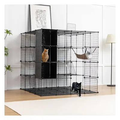 (Large With Storage) PawHaven Cat Cage Indoor Large Metal Wire DIY Design Small Animal Pet Crate