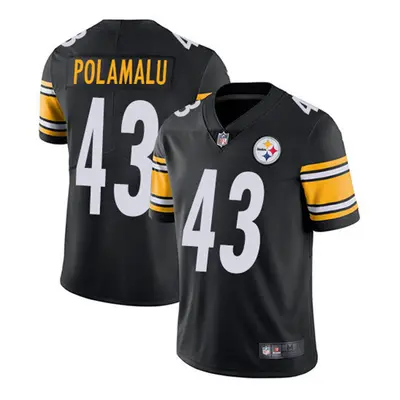 (Men's-L, Black) T-Shirt Pittsburgh Steelers Troy Polamalu Jersey - Men's