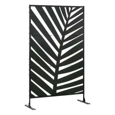 Outsunny 6.5FT Metal Outdoor Privacy Screen Panel with Stand, Banana Leaf Style