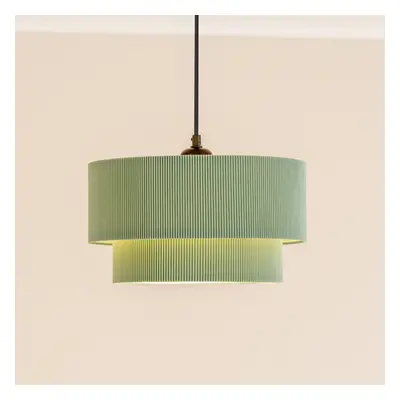 ValueLights Mason Ruched Green Two Tier Lamp Shade with LED Bulb