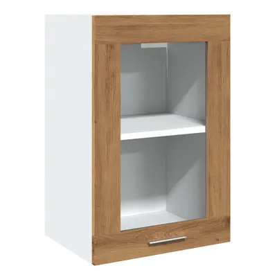 vidaXL Hanging Glass Cabinet Wall Mounted Cabinet Artisan Oak Engineered Wood