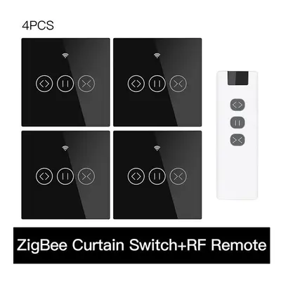 (4 EU and Remote) 433MHz Smart Touch Curtain Switch Roller Blinds Shutter Wireless Control Relay