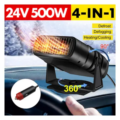 (24V) 12V 24V 500W Degree Portable Car Truck Air Heater Cooling Fan Windscreen Defogging