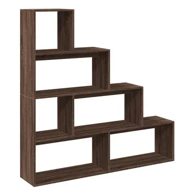 (brown oak, 143.5 x x 143.5 cm) vidaXL Room Divider Bookcase Bookshelf 4-Tier Shelf Book Rack En