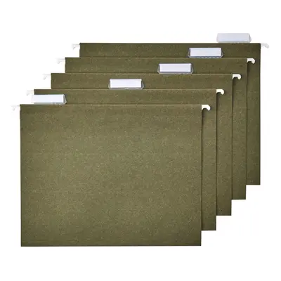 Amazon Basics Hanging File Folders Standard Green 1/5-Cut Tabs Letter Size Count per box