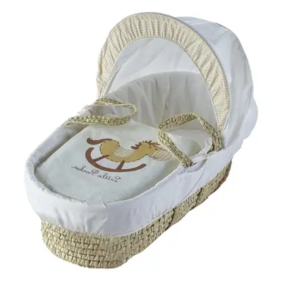 My Little Rocker Cream Palm Moses Basket with Mattress and Liner