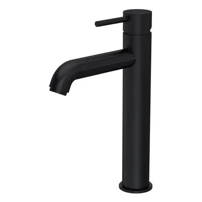 Round Minimalist Tall Mono Basin Mixer Tap - Matt Black