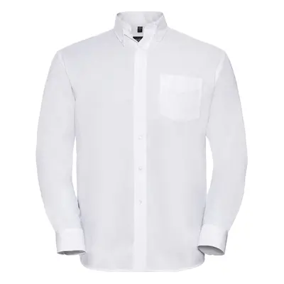 (18.5in, White) Russell Mens Oxford Easy-Care Long-Sleeved Shirt