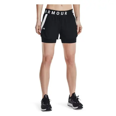 Under Armour womens Play Up 2-In-1 Shorts Black (001)/White X-Larg